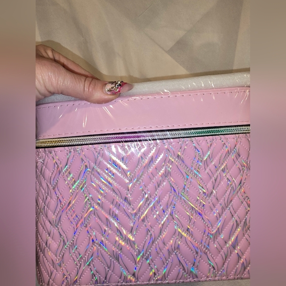 3 Piece Pink Geometric Patterned Makeup Hard Cases You Choose Design - Picture 9 of 14